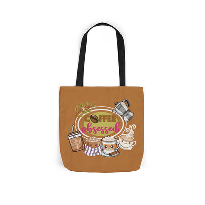 Coffee Obsessed Canvas Tote Bag — Cute Coffee Cup & Beans Reusable Shopper