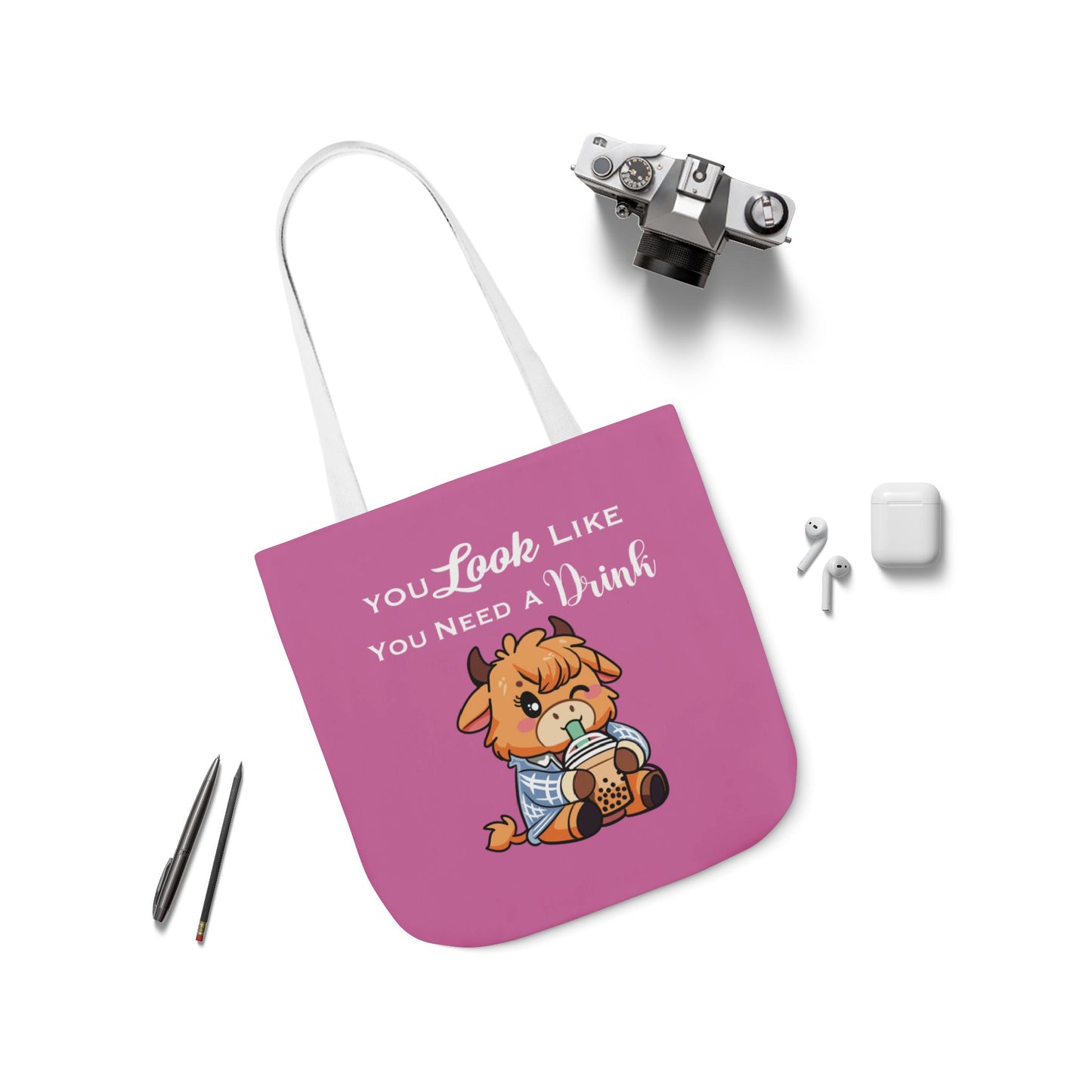 Tote Bag — Cute Highland Cow 'You Look Like You Need A Drink' Coffee Tote