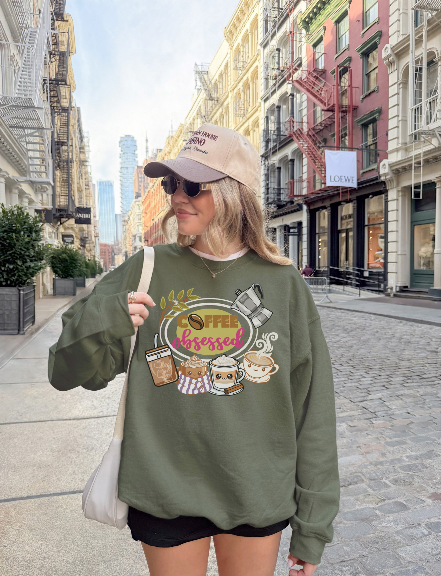 ''Coffee Obsessed'' Sweatshirt — Cozy Cafe Lover Crewneck
