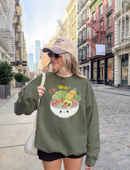 Eat Well Kawaii Veggie Bowl Sweatshirt