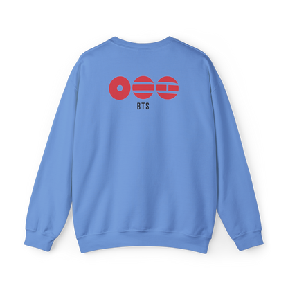 Chibi style BTS Members with Arirang symbols Sweatshirt- Pink and Sapphire