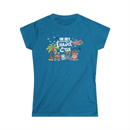 In My Travel Era – Cute Travel Graphic T-Shirt (Antique Sapphire)