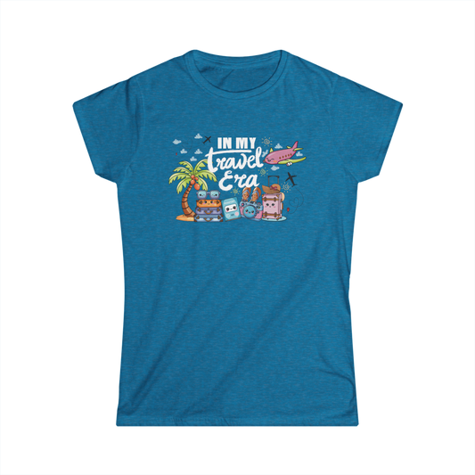 In My Travel Era – Cute Travel Graphic T-Shirt (Antique Sapphire)