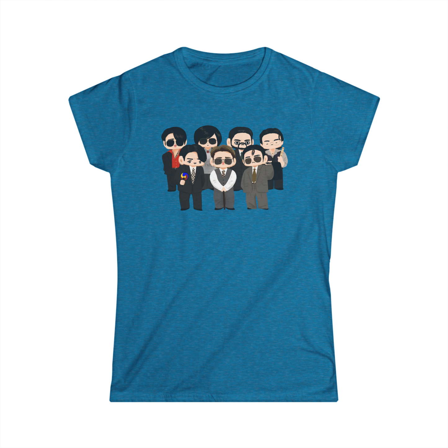 Chibi style BTS Members with Arirang symbols T-Shirt – Multi-Color Collection