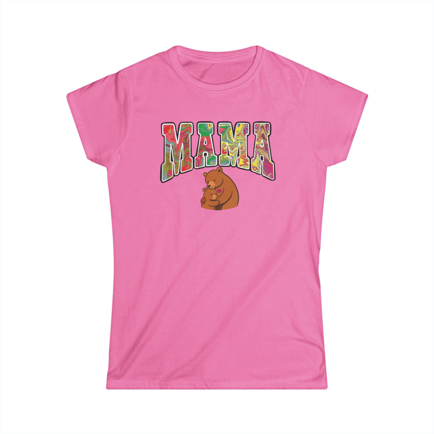 MAMA Bear Love – Adorable Mum & Baby Bear Graphic Tee (Pink)