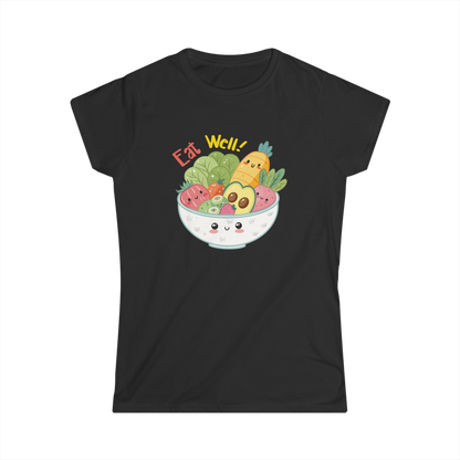 Eat Well – Cute Healthy Food Graphic T-Shirt (Black)