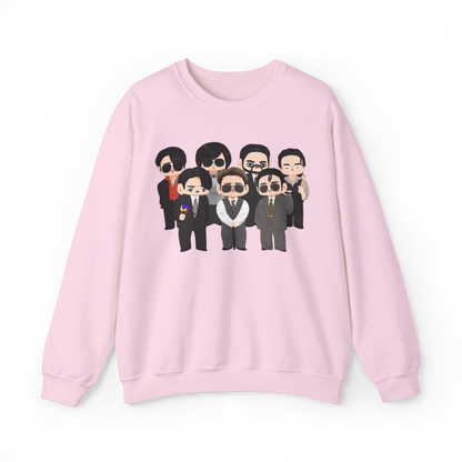 Chibi style BTS Members with Arirang symbols Sweatshirt- Pink and Sapphire