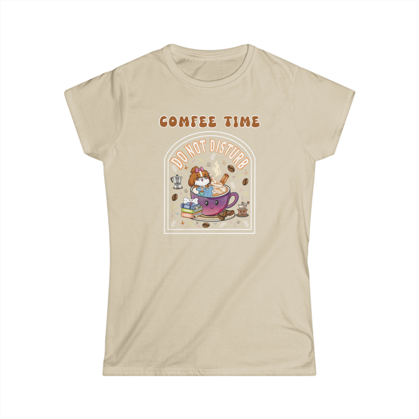 Comffee Time – Comfort + Coffee Graphic T-Shirt (Sand)
