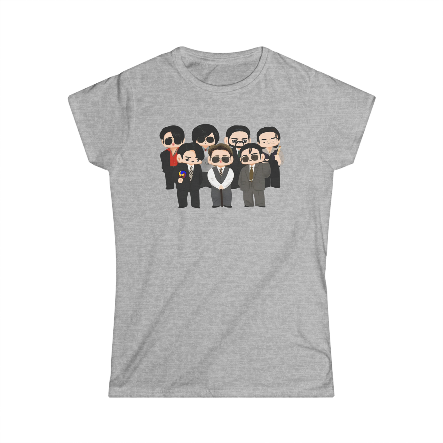 Chibi style BTS Members with Arirang symbols T-Shirt – Multi-Color Collection