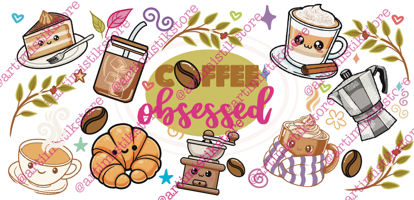 “Coffee Obssessed” 3D Double-Sided Embossed